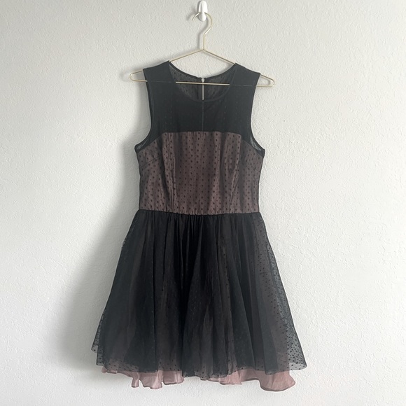 {Betsey Johnson} Polka Dotted Black & Pink Formal Tulle Dress - Picture 1 of 6
